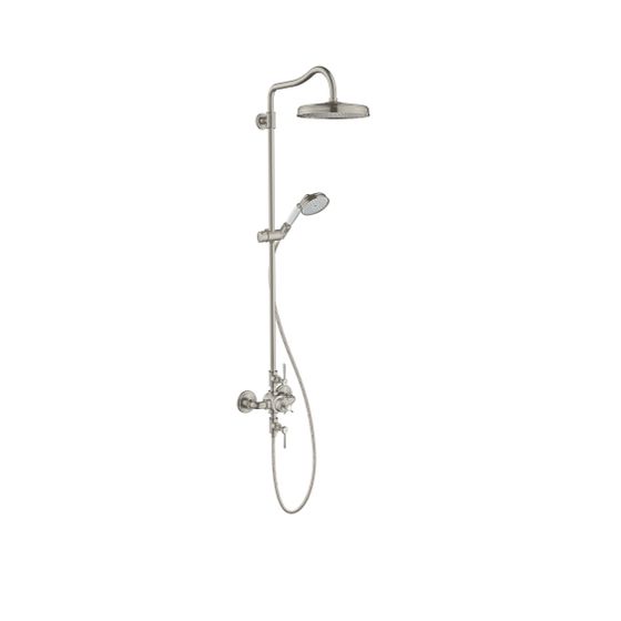 Hansgrohe AXOR Montreux Showerpipe, Thermostat, Kopfbrause 240mm, 14l/min, 1jet, DN 15, Edelstahl Optic
