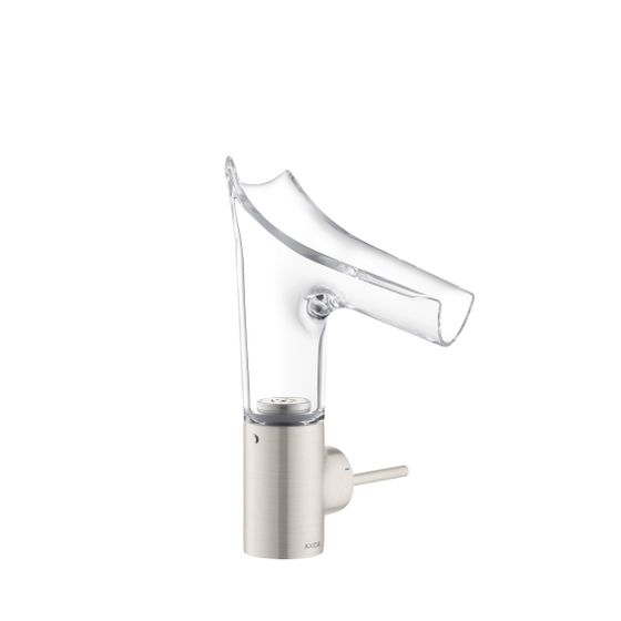 Hansgrohe AXOR Starck V Einhebel-Waschtischmischer 140mm, 4l/min, Glasauslauf, Ablaufgarnitur, Edelstahl Optic