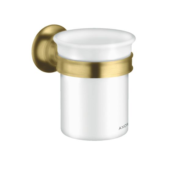 Hansgrohe AXOR Montreux Zahnputzbecher, Wandmontage, Metall/Porzellan, 106x87x121mm, Brushed Brass