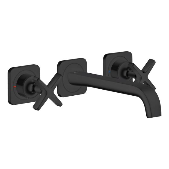 Hansgrohe AXOR Citterio E 3-Loch Waschtischarmatur Unterputz für Wandmontage, Auslauf 220mm, Rosetten, Mattschwarz