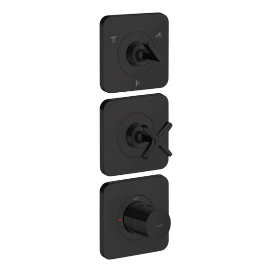Hansgrohe AXOR Citterio E Thermostatmodul 380x120mm, UP, DN 20, für 3 Verbraucher, Rosetten, Mattschwarz