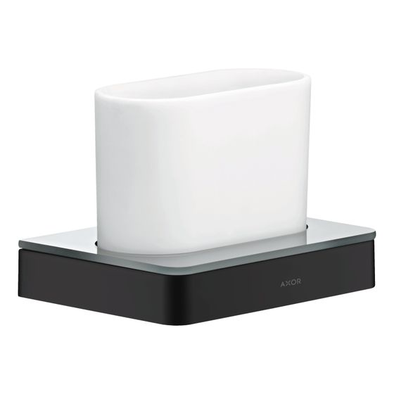 Hansgrohe AXOR Universal Softsquare Zahnputzbecher, Wandmontage, Metall/Glas, Mattschwarz