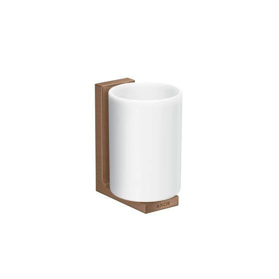 Hansgrohe AXOR Universal Rectangular Zahnputzbecher, 111x70x90mm, Metall/Glas, Brushed Red Gold