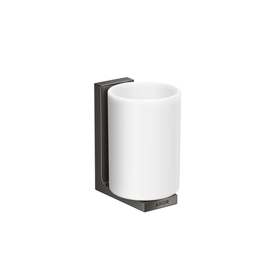 Hansgrohe AXOR Universal Rectangular Zahnputzbecher, 111x70x90mm, Metall/Glas, Polished Black Chrome