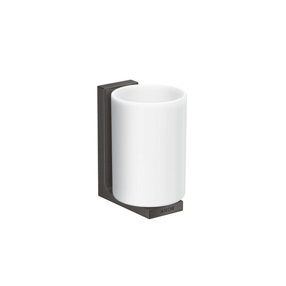 Hansgrohe AXOR Universal Rectangular Zahnputzbecher, 111x70x90mm, Metall/Glas, Brushed Black Chrome