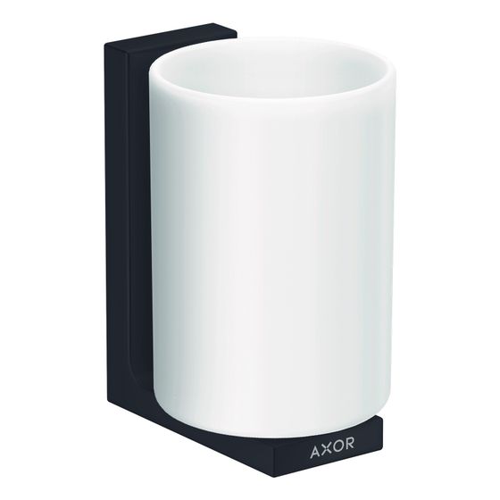Hansgrohe AXOR Universal Rectangular Zahnputzbecher, 111x70x90mm, Metall/Glas, Mattschwarz
