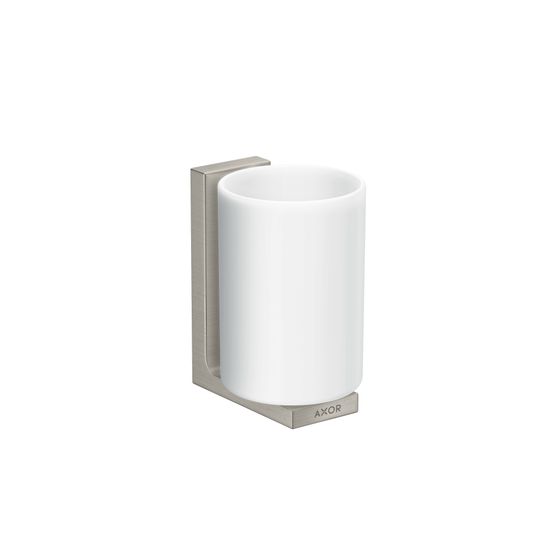Hansgrohe AXOR Universal Rectangular Zahnputzbecher, 111x70x90mm, Metall/Glas, Edelstahl Optic