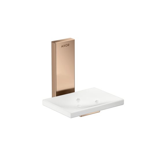 Hansgrohe AXOR Universal Rectangular Seifenschale, 110x110x107mm, Glas/Metall, Polished Red Gold