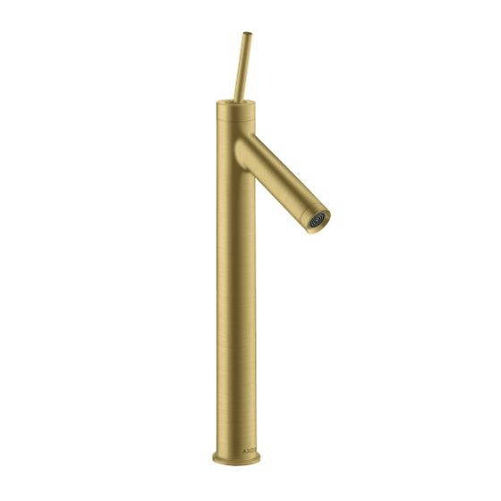 Hansgrohe AXOR Starck Einhebel-Waschtischmischer 250mm, 5l/min, Pin-Griff für Aufsatzwaschtische, Ablaufgarnitur, Brushed Brass