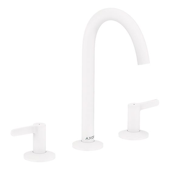 Hansgrohe AXOR One 3-Loch Waschtischarmatur 170mm, 5l/min, Hebelgriff, Push-Open Ablaufgarnitur, Mattweiß