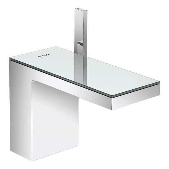 Hansgrohe AXOR MyEdition Einhebel-Waschtischmischer 110mm, 5l/min, Push-Open Ablaufgarnitur, Chrom/Spiegelglas
