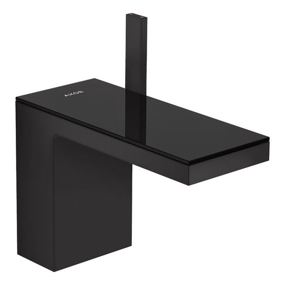 Hansgrohe AXOR MyEdition Einhebel-Waschtischmischer 110mm, 5l/min, Push-Open Ablaufgarnitur, Mattschwarz/Schwarzglas