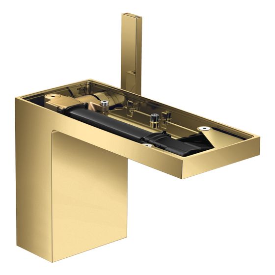 Hansgrohe AXOR MyEdition Einhebel-Waschtischmischer 110mm, 5l/min, Push-Open Ablaufgarnitur ohne Platte, Polished Gold Optic