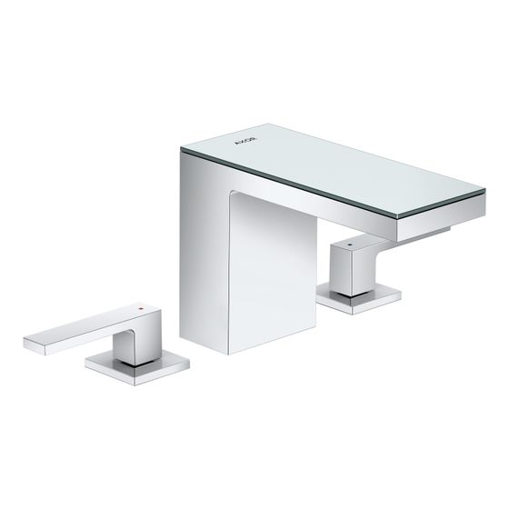 Hansgrohe AXOR MyEdition 3-Loch Waschtischarmatur 110mm, 5l/min, Push-Open Ablaufgarnitur, Chrom/Spiegelglas