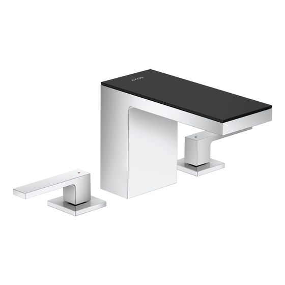 Hansgrohe AXOR MyEdition 3-Loch Waschtischarmatur 110mm, 5l/min, Push-Open Ablaufgarnitur, Chrom/Schwarzglas