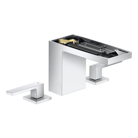 Hansgrohe AXOR MyEdition 3-Loch Waschtischarmatur 110mm, 5l/min, Push-Open Ablaufgarnitur ohne Platte, Chrom