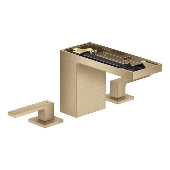 Hansgrohe AXOR MyEdition 3-Loch Waschtischarmatur 110mm, 5l/min, Push-Open Ablaufgarnitur ohne Platte, Brushed Bronze