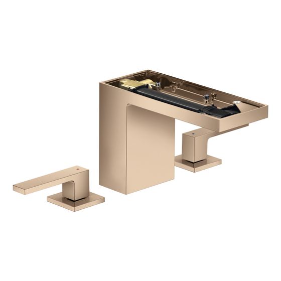 Hansgrohe AXOR MyEdition 3-Loch Waschtischarmatur 110mm, 5l/min, Push-Open Ablaufgarnitur ohne Platte, Polished Red Gold