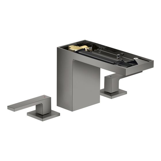 Hansgrohe AXOR MyEdition 3-Loch Waschtischarmatur 110mm, 5l/min, Push-Open Ablaufgarnitur ohne Platte, Polished Black Chrome