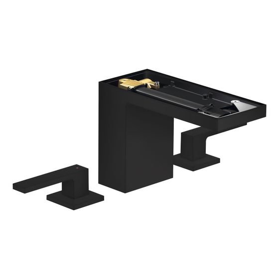 Hansgrohe AXOR MyEdition 3-Loch Waschtischarmatur 110mm, 5l/min, Push-Open Ablaufgarnitur ohne Platte, Mattschwarz