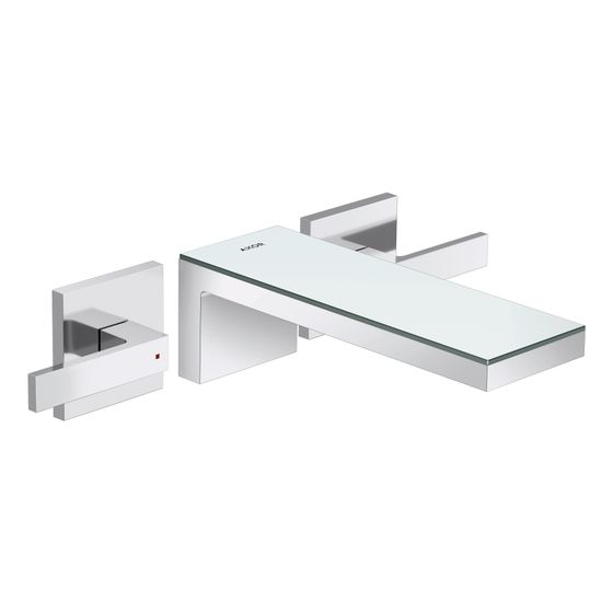 Hansgrohe AXOR MyEdition 3-Loch Waschtischarmatur Unterputz, 5l/min, für Wandmontage, Auslauf 221mm, Chrom/Spiegelglas