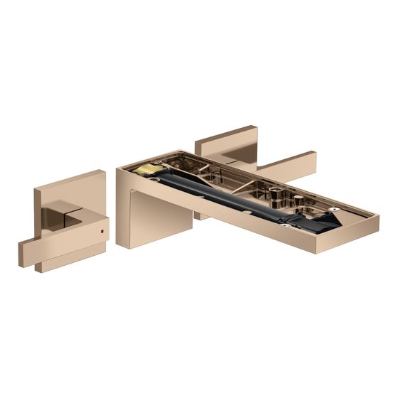 Hansgrohe AXOR MyEdition 3-Loch Waschtischarmatur UP, 5l/min, für Wandmontage, Auslauf 221mm, ohne Platte, Polished Red Gold