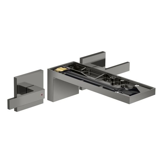 Hansgrohe AXOR MyEdition 3-Loch Waschtischarmatur UP, 5l/min, für Wandm., Auslauf 221mm, ohne Platte, Polished Black Chrome
