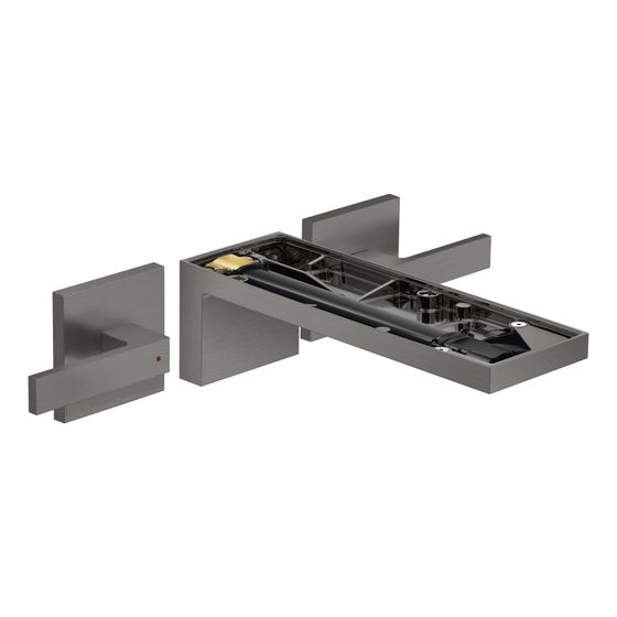 Hansgrohe AXOR MyEdition 3-Loch Waschtischarmatur UP, 5l/min, für Wandmontage, Auslauf 221mm, ohne Platte, Brushed Black Chrome