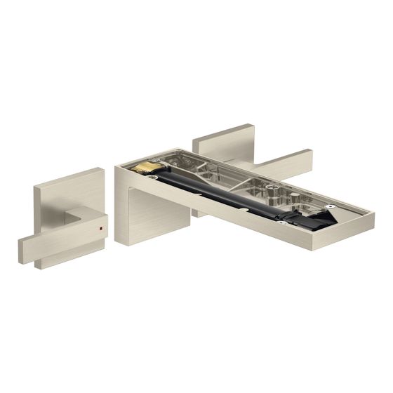 Hansgrohe AXOR MyEdition 3-Loch Waschtischarmatur UP, 5l/min, für Wandmontage, Auslauf 221mm, ohne Platte, Brushed Nickel