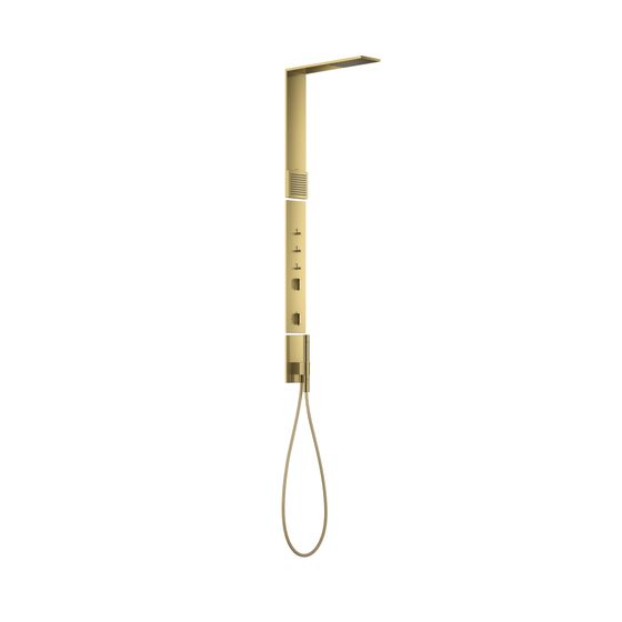 Hansgrohe AXOR ShowerComposition Duschpaneel, Thermostat, Kopfbrause 110x220mm, 1jet, Schulterbrause, Polished Gold Optic