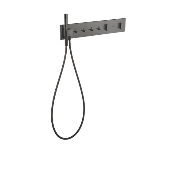 Hansgrohe AXOR ShowerComposition Thermostatmodul 610x110mm, Unterputz für 4 Verbraucher, Polished Black Chrome
