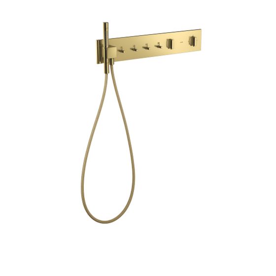 Hansgrohe AXOR ShowerComposition Thermostatmodul 610x110mm, Unterputz für 4 Verbraucher, Polished Gold Optic