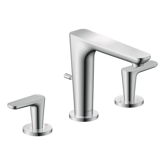 Hansgrohe AXOR Citterio C 3-Loch Waschtischarmatur 125, DN 15, Zugstangen-Ablaufgarnitur, Cubic cut, Chrom