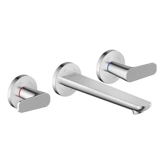 Hansgrohe AXOR Waschtischarmatur Citterio C 3-Loch UP, Wandmontage, Auslauf 195mm, DN 15, Cubic cut, Chrom