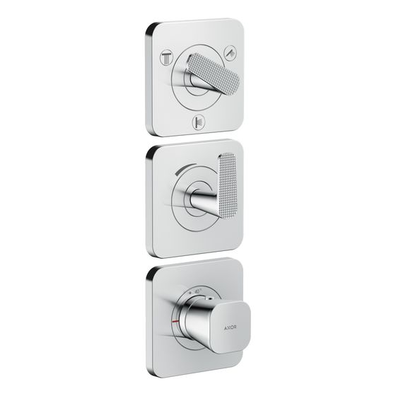 Hansgrohe AXOR Citterio C Thermostatmodul 380x120mm, UP DN 20, Platte für 3 Verbraucher, Cubic cut, Chrom
