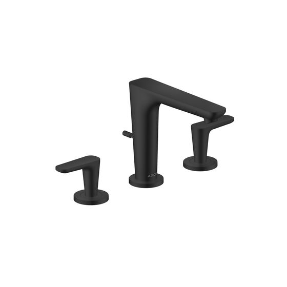 Hansgrohe AXOR Citterio C 3-Loch Waschtischarmatur 125, DN 15, Zugstangen-Ablaufgarnitur, Mattschwarz