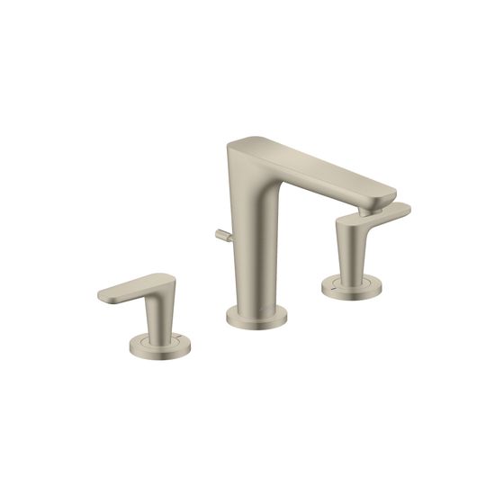 Hansgrohe AXOR Citterio C 3-Loch Waschtischarmatur 125, DN 15, Zugstangen-Ablaufgarnitur, Brushed Nickel