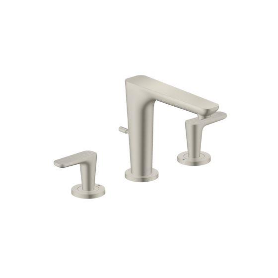 Hansgrohe AXOR Citterio C 3-Loch Waschtischarmatur 125, DN 15, Zugstangen-Ablaufgarnitur, Cubic cut, Edelstahl Optic