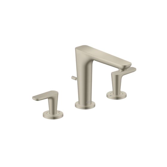 Hansgrohe AXOR Citterio C 3-Loch Waschtischarmatur 125, DN 15, Zugstangen-Ablaufgarnitur, Cubic cut, Brushed Nickel