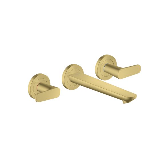 Hansgrohe AXOR Waschtischarmatur Citterio C 3-Loch Unterputz, Wandmontage, Auslauf 195mm, DN 15, Brushed Brass