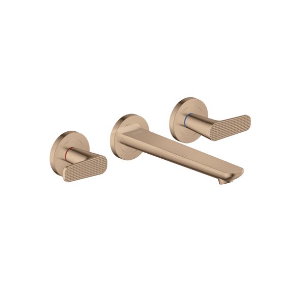 Hansgrohe AXOR Waschtischarmatur Citterio C 3-Loch UP, Wandmontage, Auslauf 195mm, DN 15, Cubic cut, Polished Red Gold