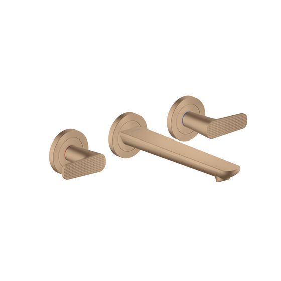 Hansgrohe AXOR Waschtischarmatur Citterio C 3-Loch UP, Wandmontage, Auslauf 195mm, DN 15, Cubic cut, Brushed Red Gold