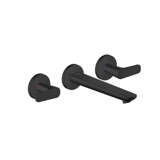 Hansgrohe AXOR Waschtischarmatur Citterio C 3-Loch UP, Wandmontage, Auslauf 195mm, DN 15, Cubic cut, Mattschwarz