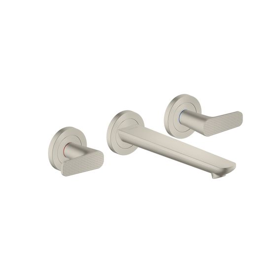 Hansgrohe AXOR Waschtischarmatur Citterio C 3-Loch UP, Wandmontage, Auslauf 195mm, DN 15, Cubic cut, Edelstahl Optic