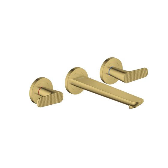 Hansgrohe AXOR Waschtischarmatur Citterio C 3-Loch UP, Wandmontage, Auslauf 195mm, DN 15, Cubic cut, Polished Gold Optic