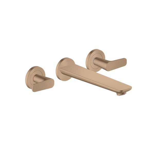 Hansgrohe AXOR Citterio C 3-Loch Wannenmischer Unterputz Wandmontage, Cubic cut, Brushed Red Gold