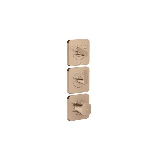 Hansgrohe AXOR Citterio C Thermostatmodul 380x120mm, UP DN 20, Platte für 3 Verbraucher, Cubic cut, Polished Red Gold