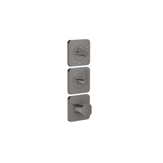 Hansgrohe AXOR Citterio C Thermostatmodul 380x120mm, UP DN 20, Platte für 3 Verbraucher, Cubic cut, Polished Black Chrome