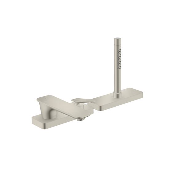 Hansgrohe AXOR Citterio C 3-Loch Einhebel-Wannenmischer, Wannenrandmontage, sBox, Cubic cut, Edelstahl Optic