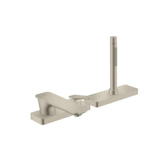 Hansgrohe AXOR Citterio C 3-Loch Einhebel-Wannenmischer, Wannenrandmontage, sBox, Cubic cut, Brushed Nickel